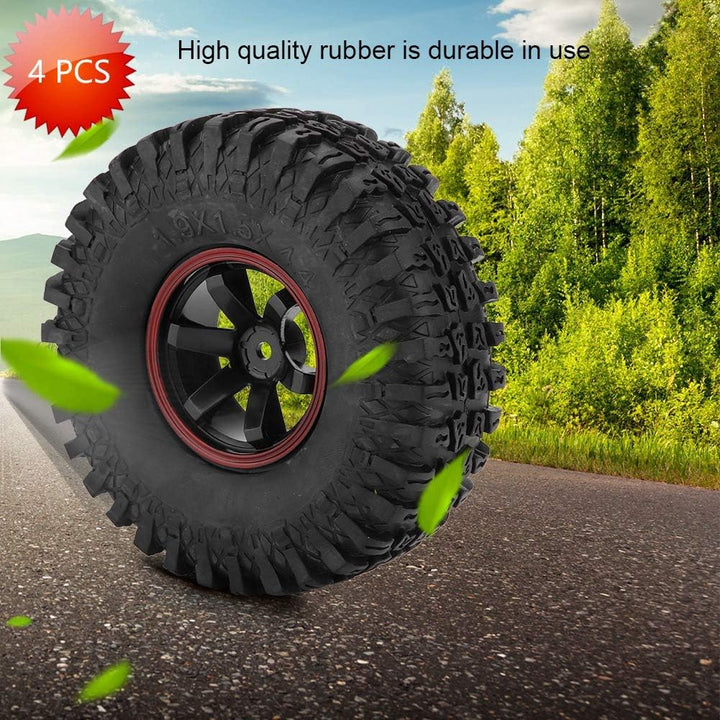 Dilwe RC Auto Reifen, 4 Stück Rad Reifen 6 Löcher Gummi Reifen mit Naben für 1/10 Skala RC Crawler O