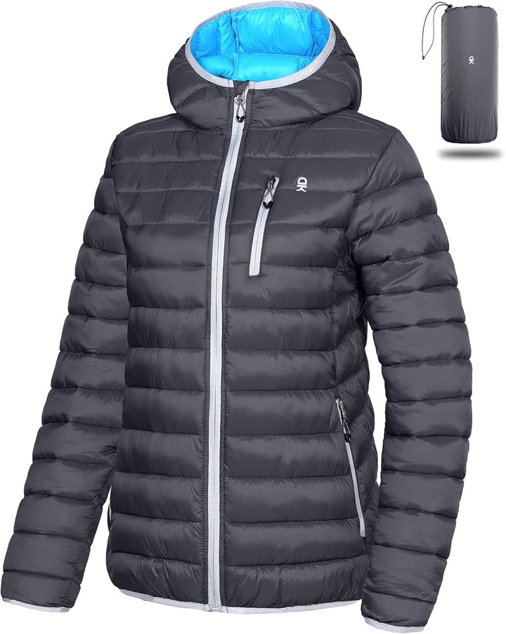 Little Donkey Andy Daunenjacken Damen Leichte Steppjacke Winddichte Warme Winterjacke Outdoor Kapuze