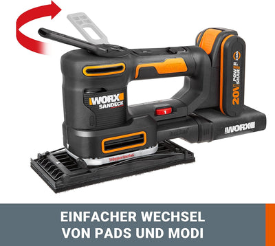 WORX WX820.9 Multifunktionsschleifer – Schleifen ohne Staub – Elektrische 20V Schleifmaschine – Powe