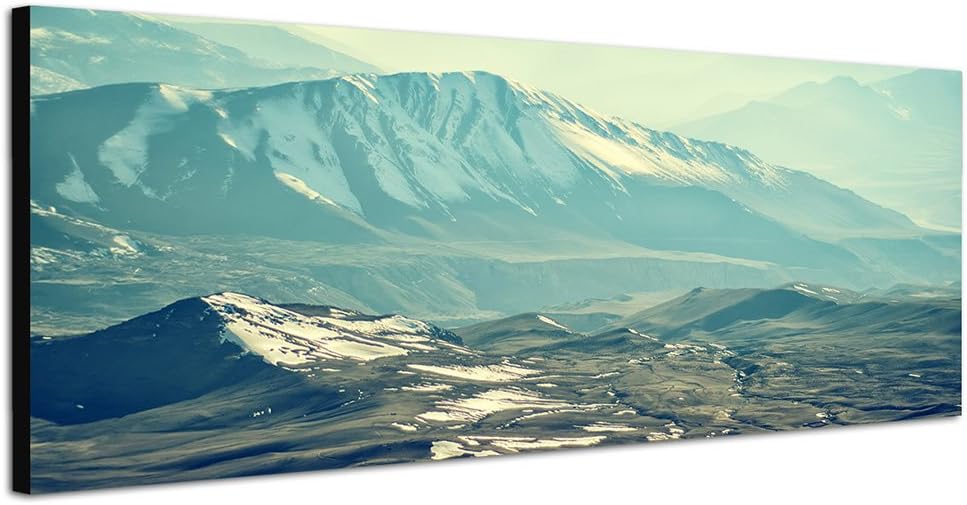 Paul Sinus Art Panoramabild auf Leinwand und Keilrahmen 150x50cm Berge Gebirge Schnee Landschaft Dun