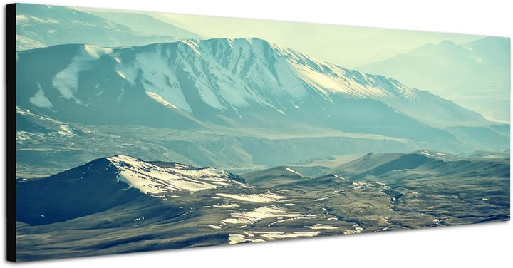 Paul Sinus Art Panoramabild auf Leinwand und Keilrahmen 150x50cm Berge Gebirge Schnee Landschaft Dun