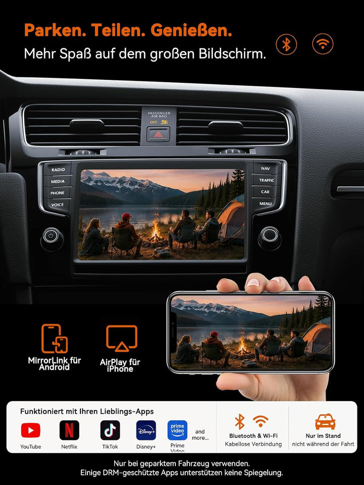 4-in-1 Wireless CarPlay Adapter für Apple CarPlay & Android Auto, AirPlay & MirrorLink Bildschirmspi