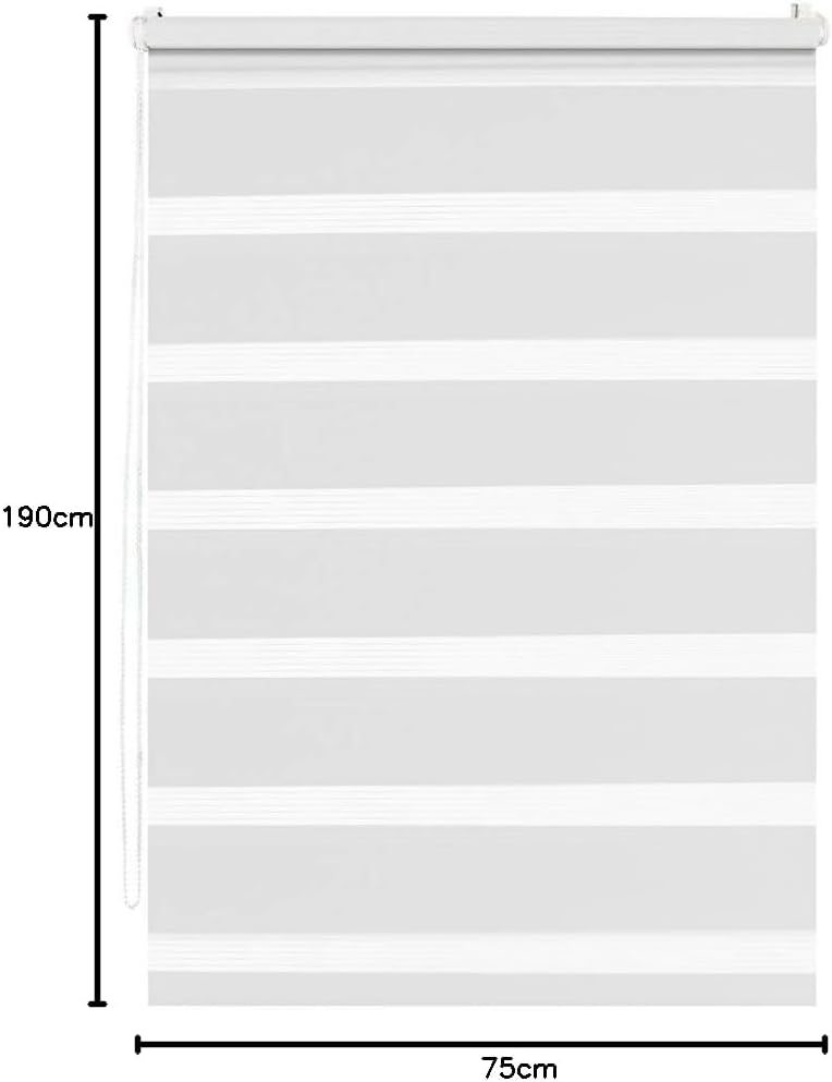 MADECOSTORE Rollo für Tag und Nacht, ohne Bohren, Weiss – 76 x 190 cm Weiss 72 x 190cm, Weiss 72 x 1
