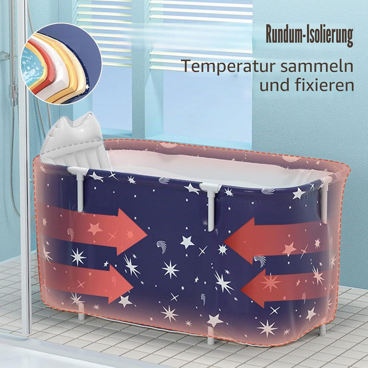Faltbare Badewanne für Erwachsene, 132 x 68 x 47 cm, Dampfeimer für Sauna, Dusche und Eisbad, tragba