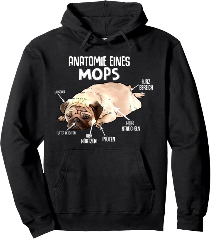 Mops Hund Haustier Geschenk Damen Herren Hunderasse Pullover Hoodie