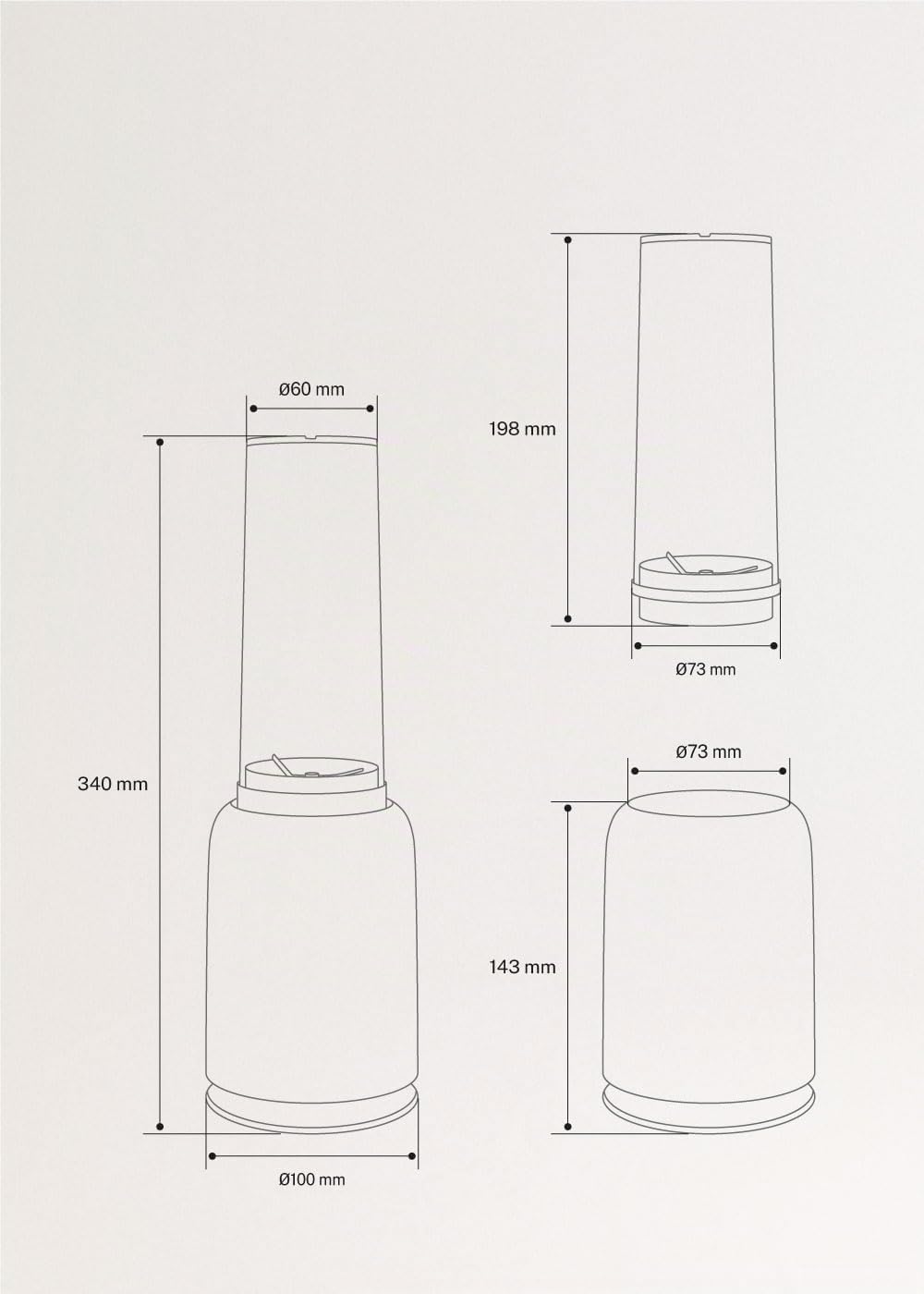 CREATE/MOI/Standmixer Salbeigrün/Mixer für Smoothies und Milchshakes, 400ml Glas, BPA-frei, tragbar,
