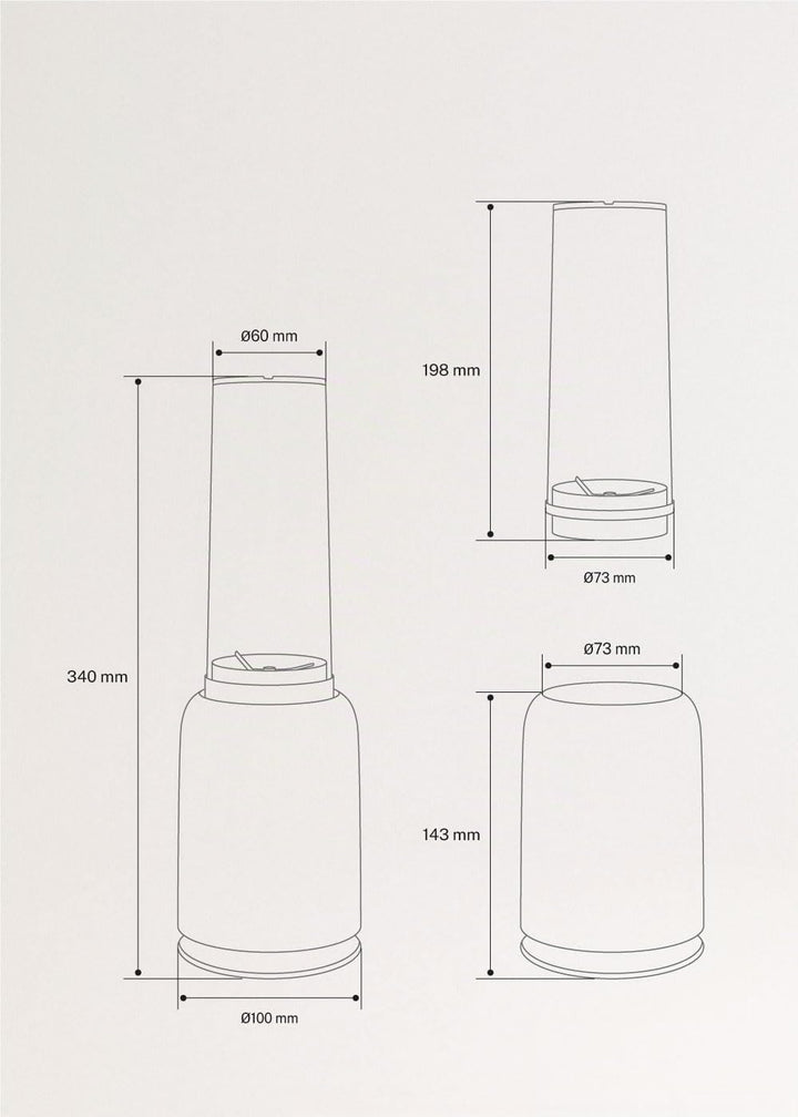 CREATE/MOI/Standmixer Salbeigrün/Mixer für Smoothies und Milchshakes, 400ml Glas, BPA-frei, tragbar,