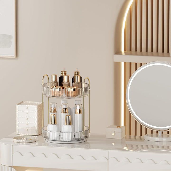 Make Up Organizer, 360° Drehbar Grosse Kapazität Kosmetik Organizer, Multifunktionaler Kosmetik Aufb
