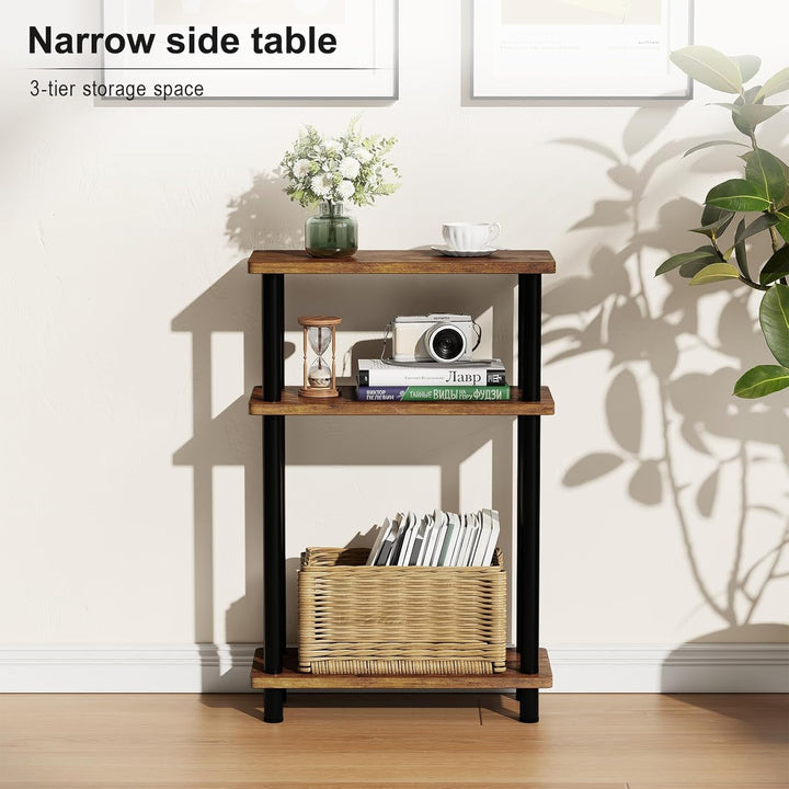 APICIZON Beistelltisch Schmal 3 Tier Beistelltisch Holz, 40x18x61.5CM, Nachttisch Schmal mit Staurau