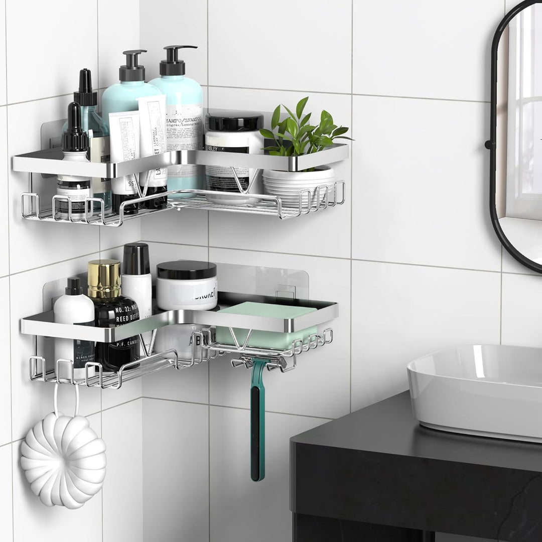 Kegii Duschablage Ecke, Duschregal ohne Bohren Edelstahl, Badezimmer Regal, Shampoo Halterung für Du