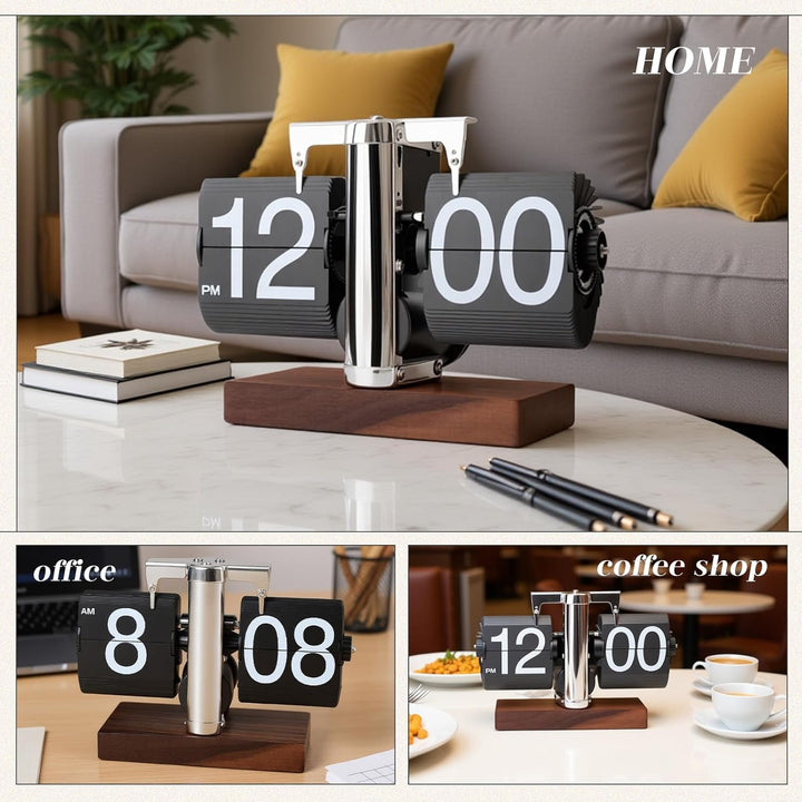 Gugxiom Flip-Tischuhr, Retro-Digitaluhr mit Umklappbarem Zifferblatt, Automatische, Batteriebetriebe