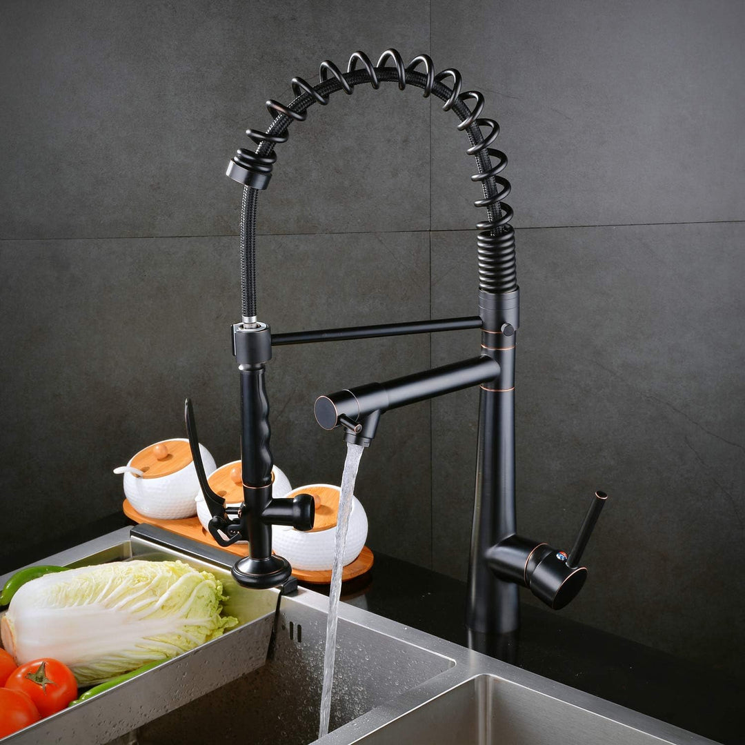 Küchenarmatur mit Herausziehbarer Dual-Spülbrause, 2 Wege Wasserhahn küche Spiralfederhahn 360°drehb