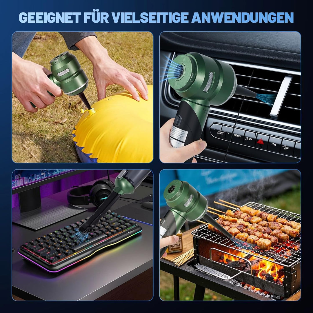 HANSILK Handstaubsauger Akku Kabellos 4 in 1 25000PA Mini Staubsauger Faltbarer Auto Staubsauger Sta
