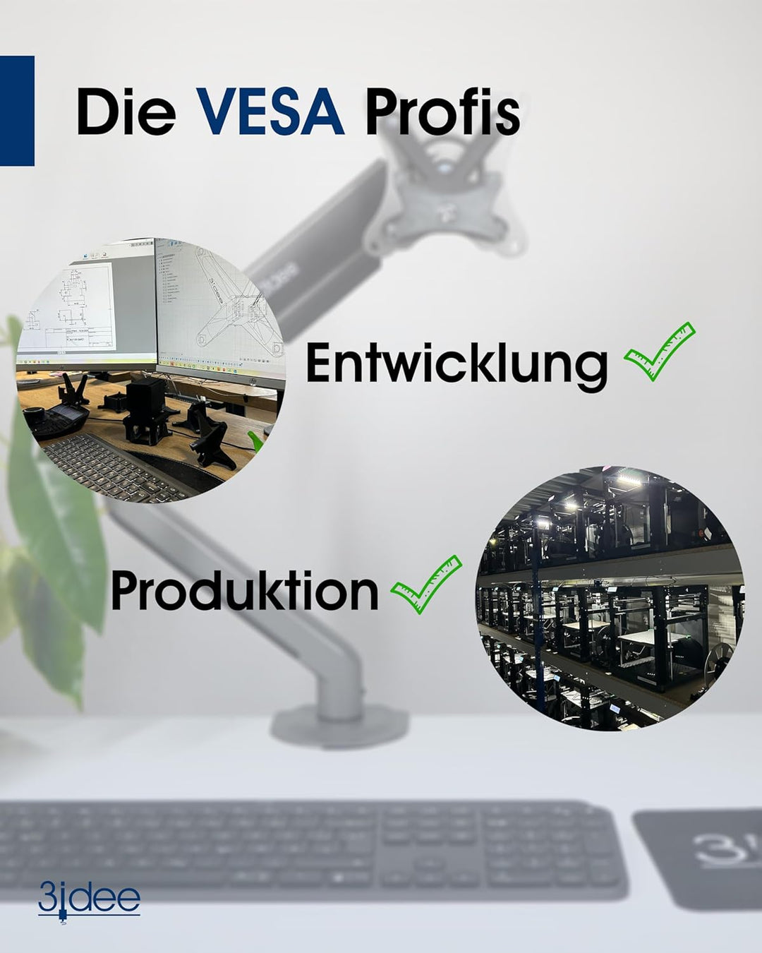 3IDEE VESA Adapter für MSI Optix Monitor (MAG240VC, MAG24C, MAG270CR, MAG270VC, MAG271VCR, MAG27C, M