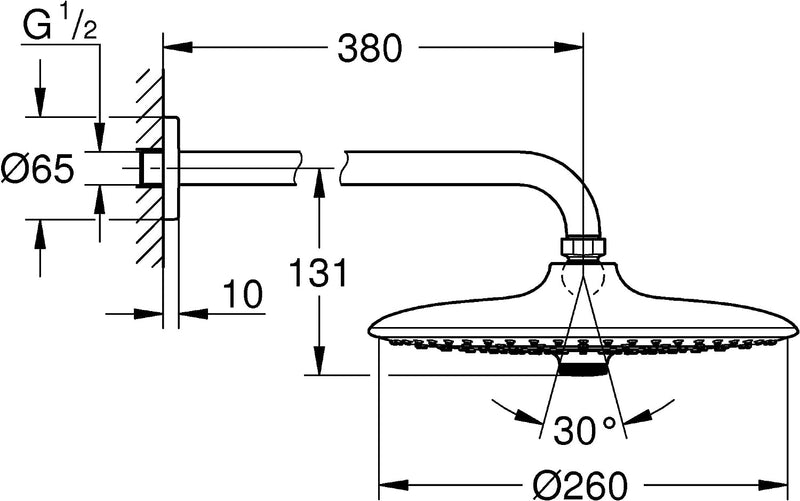 GROHE Euphoria 260 - Kopfbrauseset (wassersparend, 380 mm, 3 Strahlarten), chrom, 26459000 Einzeln 2