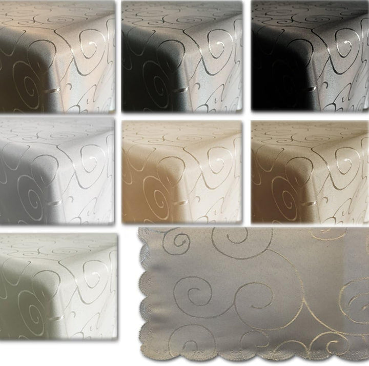 JEMIDI Tischdecke Ornamente Seidenglanz Edel Tisch Decke Tafeldecke 31 Grössen und 7 Farben Creme Ov
