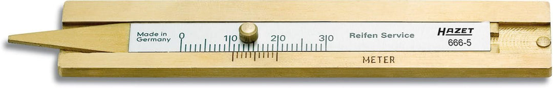 HAZET Reifenprofil-Tiefenmesser 666-5, präzise 0,1 mm Ablesung, 30 mm Messtiefe, stabile Hartmessing