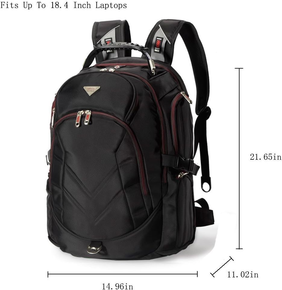 FreeBiz 18.4 Inches Laptop Backpack Fits up to 18 Inch Gaming Laptops for Dell, Asus, Msi,Hp (Black)