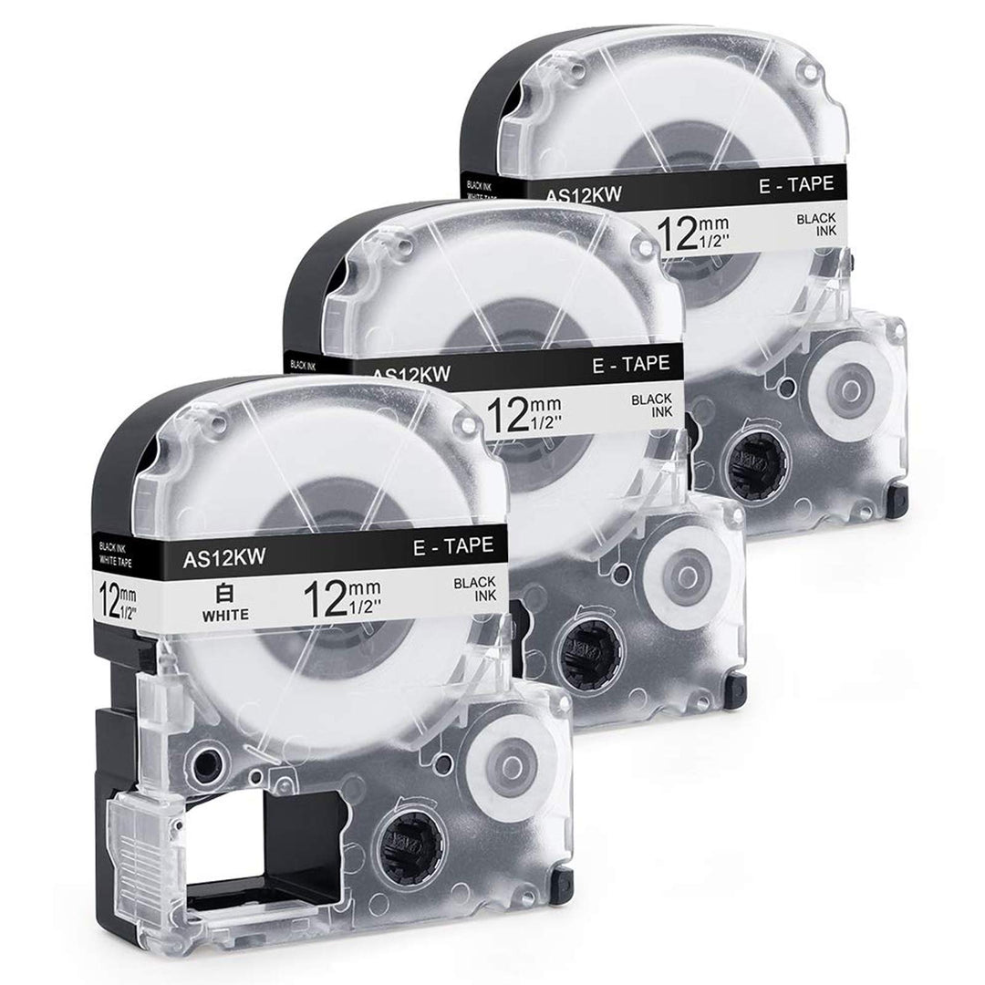 Invoker kompatible Schriftband als Ersatz für Epson SS12KW LC-4WBN4 LC-4WBN9 Etikettenband 12mmx8m,f