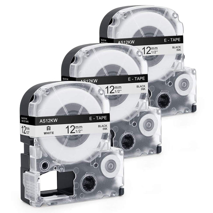 Invoker kompatible Schriftband als Ersatz für Epson SS12KW LC-4WBN4 LC-4WBN9 Etikettenband 12mmx8m,f