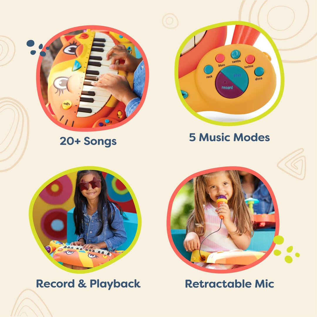 B. toys Meowsic Katzen Keyboard – Spielzeug Piano mit Mikrofon und Musik – Kinder Klavier Spielzeug