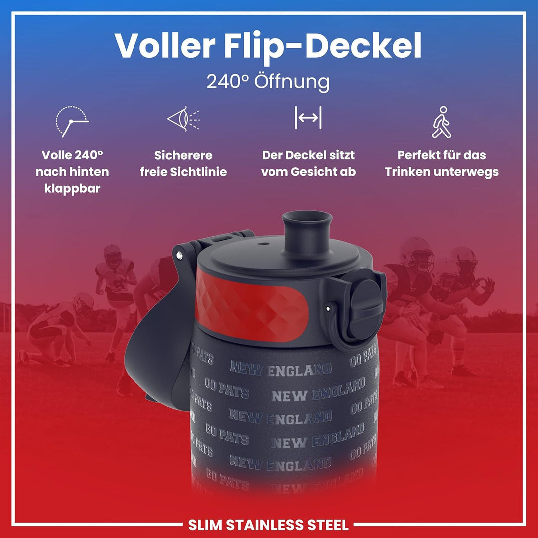 ion8 NFL Edelstahl-Trinkflasche, Auslaufsicher, Einhandöffnung, Sichere Verriegelung, Spülmaschinenf