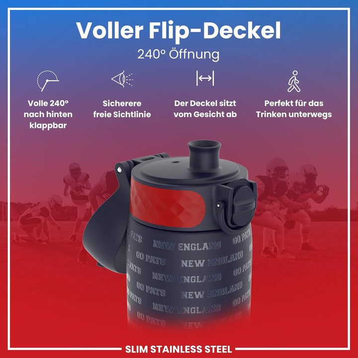 ion8 NFL Edelstahl-Trinkflasche, Auslaufsicher, Einhandöffnung, Sichere Verriegelung, Spülmaschinenf