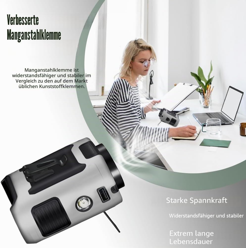 CAZOKASI Verbesserter 10.000 mAh Taillenclip, tragbarer persönlicher Kühlventilator, Grau | Bis zu 4
