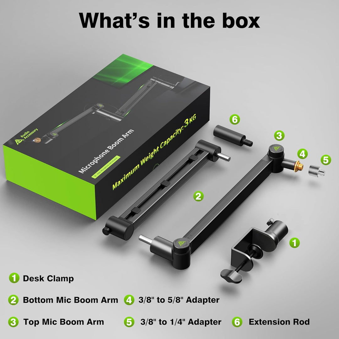 Mikrofon Arm | Low Profile Mikrofonarm [Max. 3 KG Traglast] kompatibel mit Shure SM7B, MV7+ & Co.| G