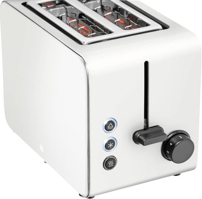 WMF Stelio Toaster 2 Scheiben Edelstahl, Doppelschlitz Toaster mit Brötchenaufsatz, Bagel-Funktion,