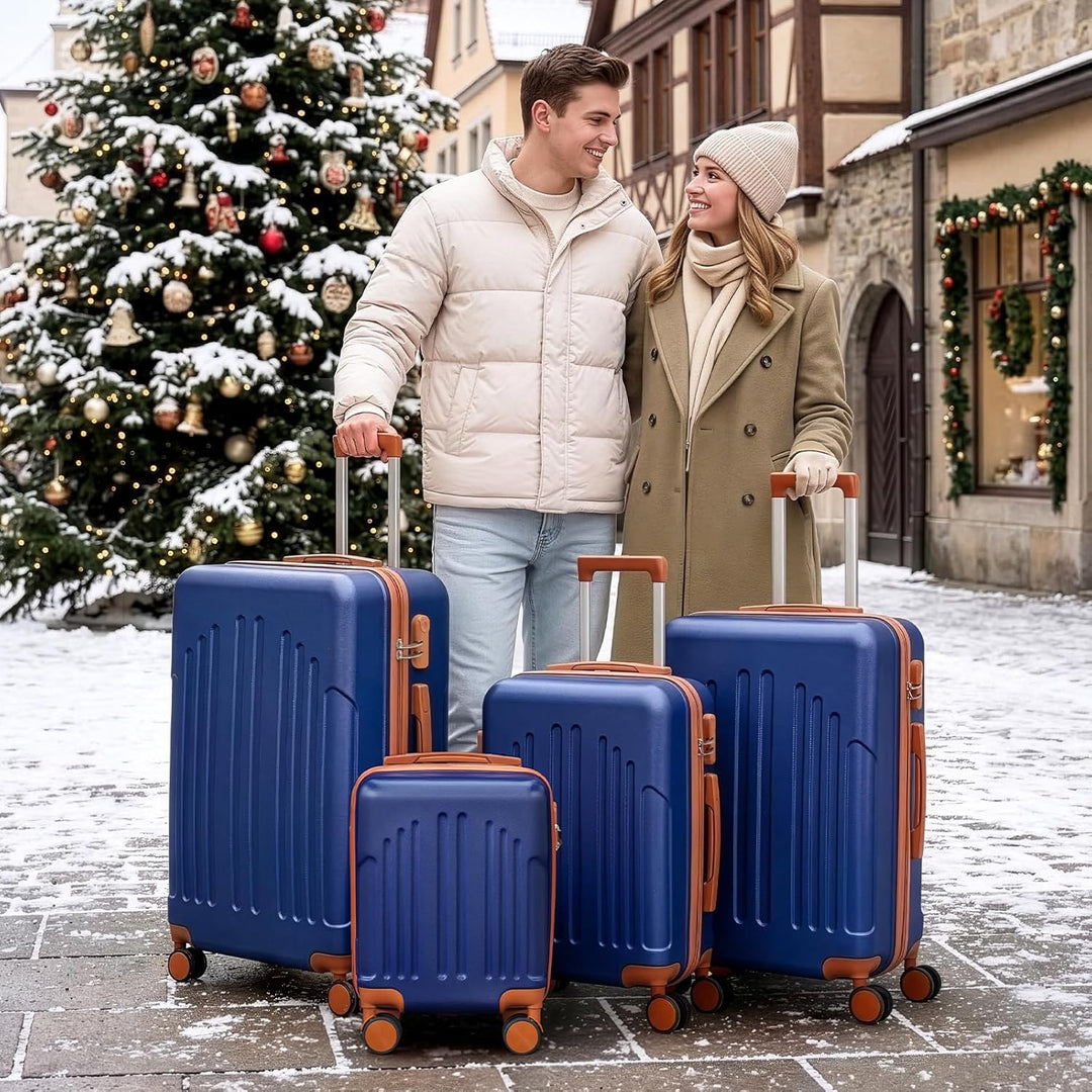 LEADZM Kofferset 4 teilig Hartschale, Koffer Set 4 stück aus ABS, Reisekoffer mit Rollen Gross, Hand