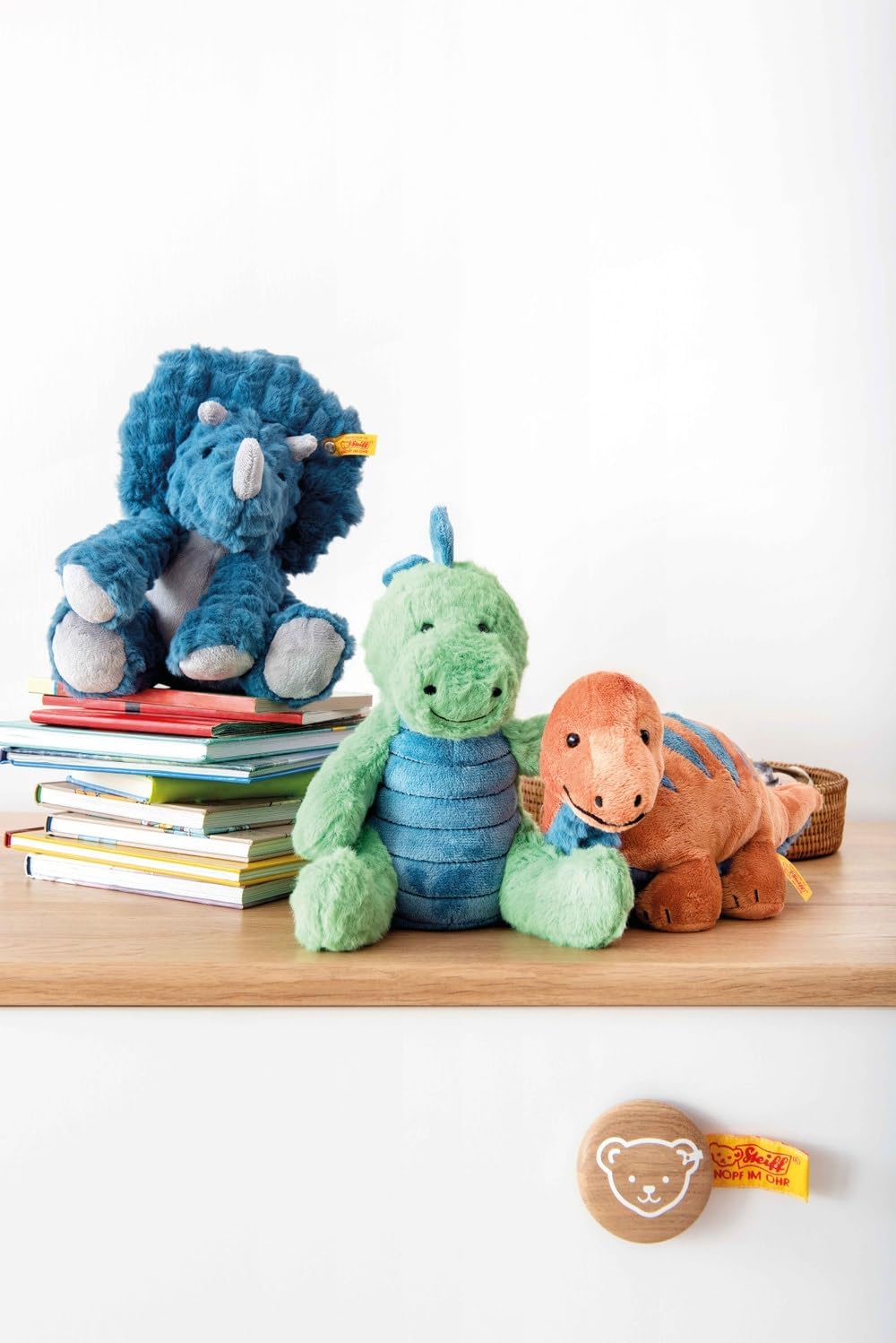 Steiff Soft Cuddly Friends Dixi Triceratops Petrol 28 cm, Dinosaurier Kuscheltier aus kuschelweichem