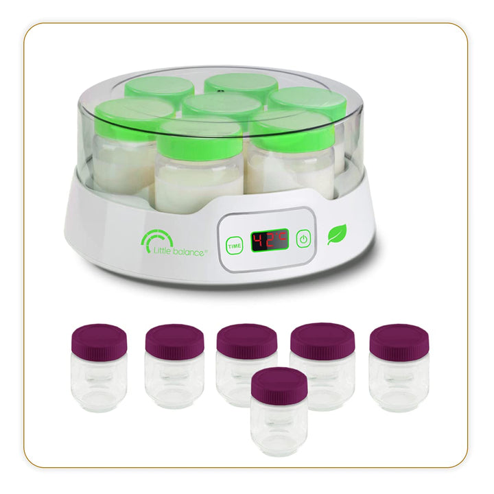 LITTLE BALANCE 8487 Joghurtbereiter 7 Digital, Joghurtbereiter + 13 Gläser aus Glas, 190 ml, für sel