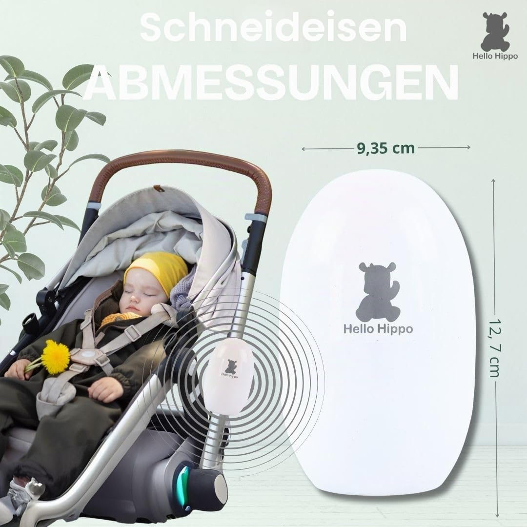 Hello Hippo – Baby Rocker Kinderwagenschaukler, Wiederaufladbar USB-C, Für Kinderwagen, Babywannen &amp;