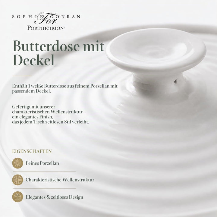 Portmeirion Home &amp; Gifts Butterdose (Weiss), Weiss