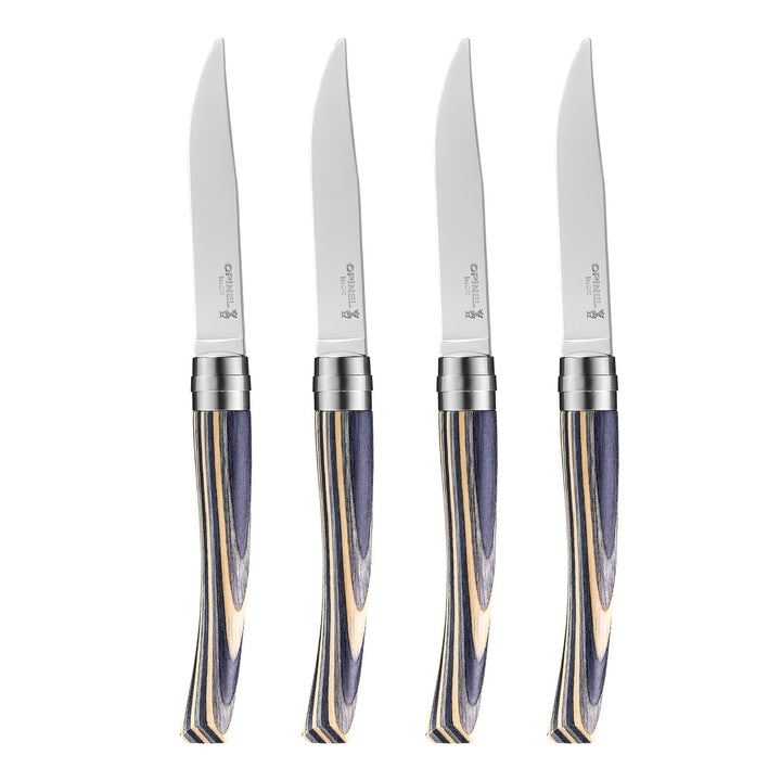 Opinel Table Chic Messer Set aus laminierter Birke in der Farbe Schwarz, enthält 4 Messer, Klingenlä