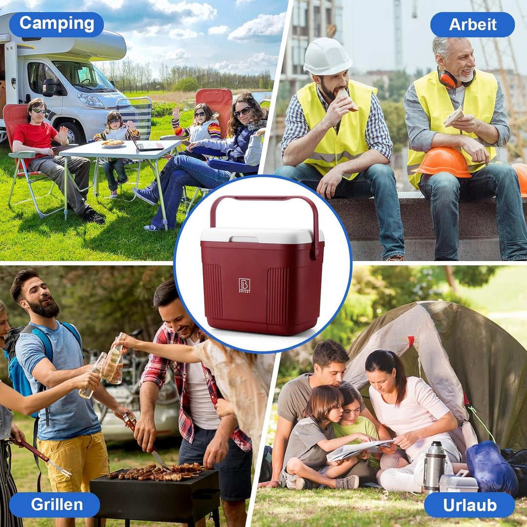 Brisby Kühlbox - 18 Stunden warm - 40 Stunden kühl - Inklusive 4 grosse Kühlelemente 450 ML - 38,3cm