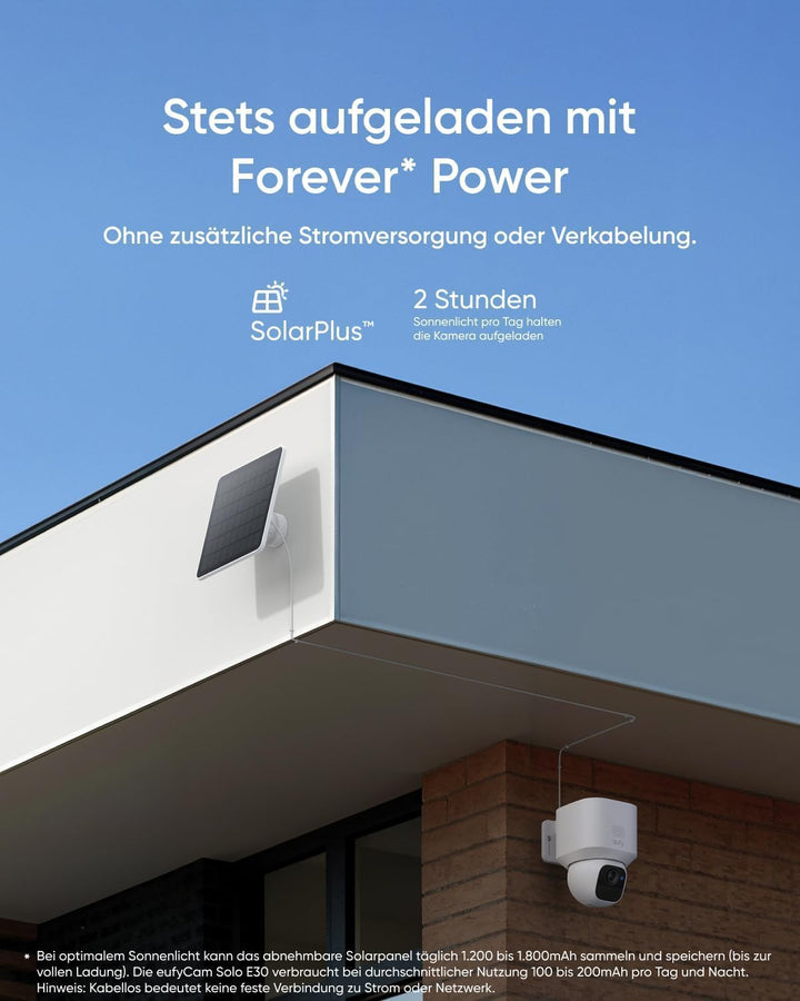eufy Security eufyCam E30 6-Kamera-Set Solar, Kamera Überwachung Aussen, 360° Schwenk, KI-Tracking,