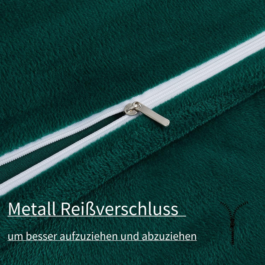 Boqingzhu Flanell Winter Bettwäsche 135x200cm Plüsch Biber Grün Dunkelgrün Warm Kuschelig Flauschig