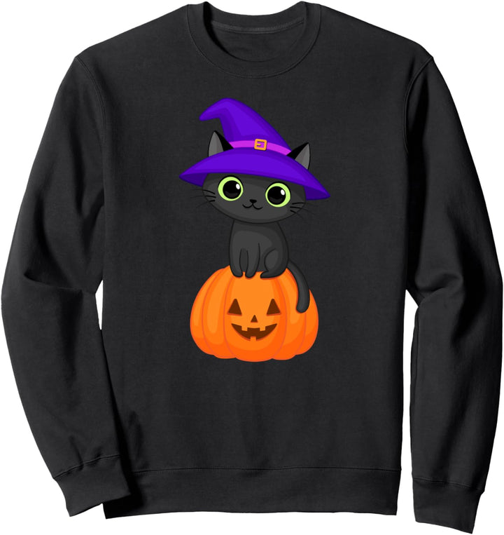 Süsse Halloween Katze I Verhexte Katze auf Kürbis Sweatshirt