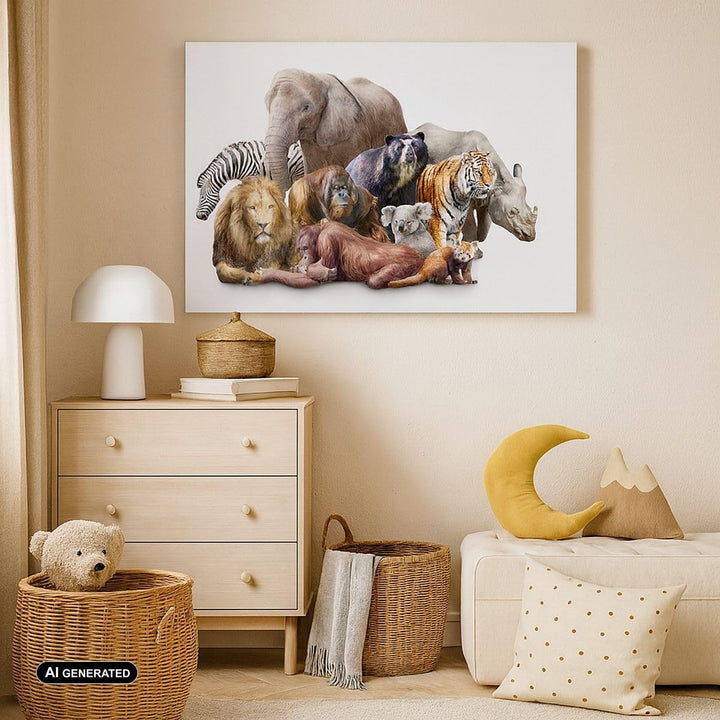 ARTTOR Bilder auf Leinwand 100x70cm Leinwandbild Tiere Koala Löwe Affe Gross Wanddeko Bild Schlafzim