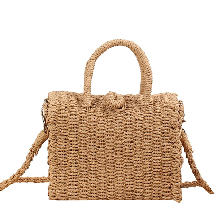 H.S.G.K Stroh Crossbody Tasche Frauen Weave Schultertasche Quadratisch Sommer Strand Handtaschen Boh