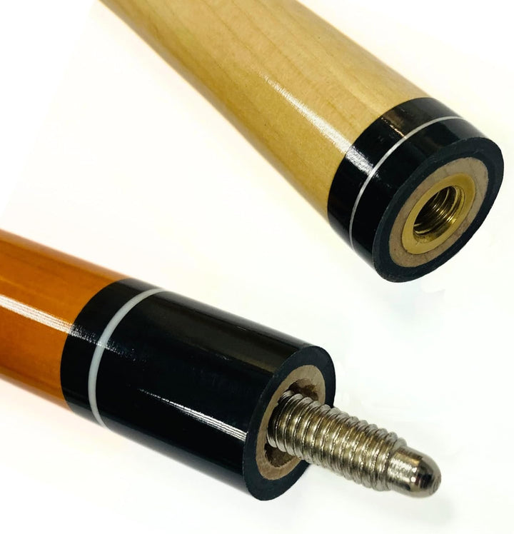Winsport Billard Queue Eight-Ball 13 mm Profi-Klebleder, honigbraun gebeizt mit schönem 8-Ball Motiv