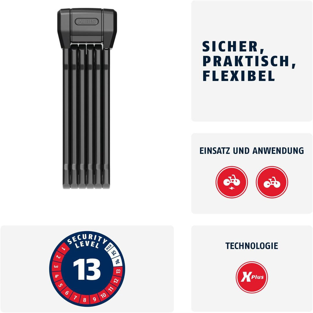 ABUS Faltschloss Bordo 6200K 90 SH - Flexibles Fahrradschloss mit Halterung - Schlosskörper lässt Si