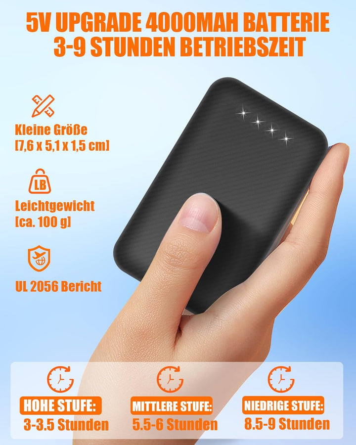 Beheizbare Mütze - Nackenwärmer Beheizbarer Schal & Beheizte Mütze für Männer und Frauen mit 4000mAh