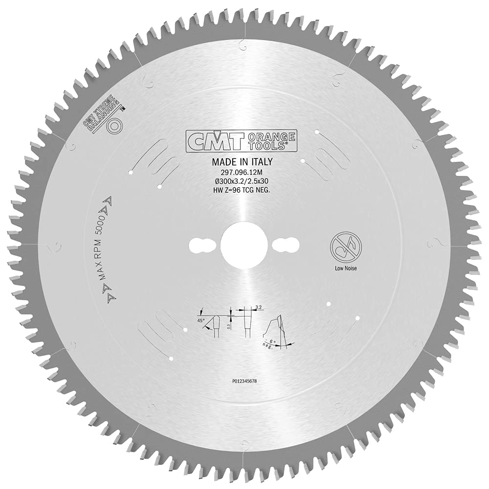CMT Orange Tools Kreissägeblatt HW 300 x 3,2 / 2,5 x 30 Z=96 TCG - 297.096.12M - für eisenfreies Mat