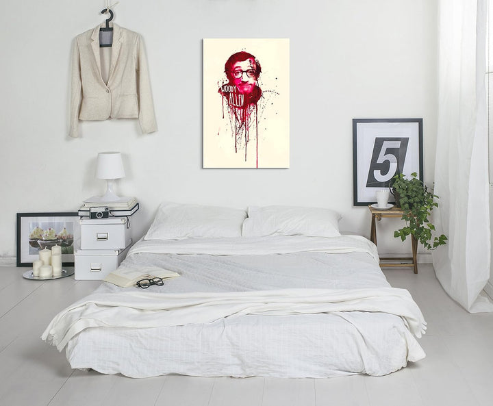 Paul Sinus Art Woody Allen 90x 60cm Keilrahmenbild Kunstbild Aquarell Art Wandbild auf Leinwand fert