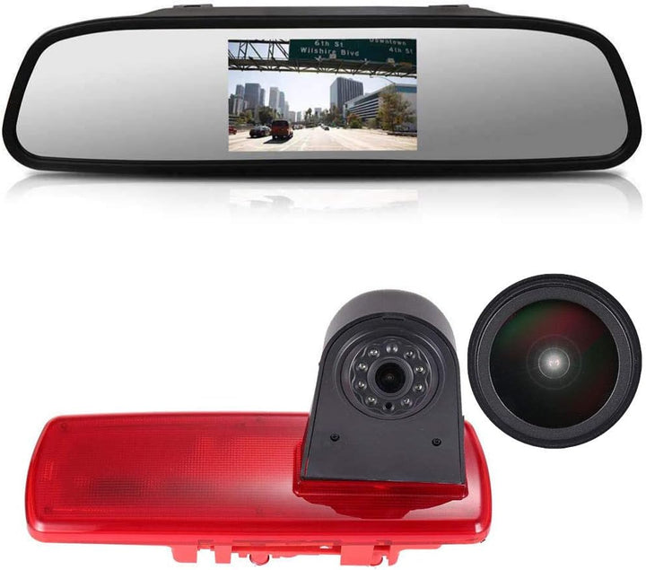 「18mm Linse Top Qualität Rückfahrkamera + 4.3 Zoll Auto Rückspiegel」Bremsleuchte Auto Dach Rückfahrk