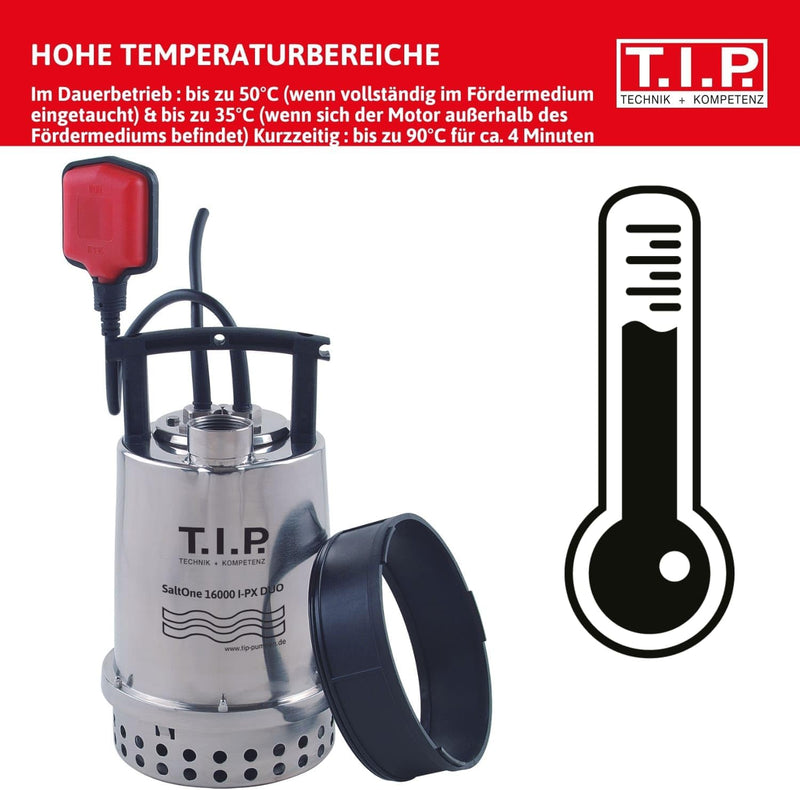 T.I.P. SaltOne 1600 I-PX DUO Salzwasser-Tauchpumpe (bis 16.000 l/h Fördermenge, Förderhöhe max. / Dr