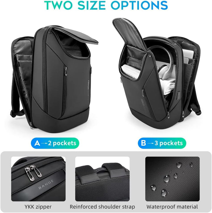 BANGE Business-Smart-Rucksack, wasserdicht, 39,6 cm (15,6 Zoll), Laptop-Rucksack mit USB-Ladeanschlu